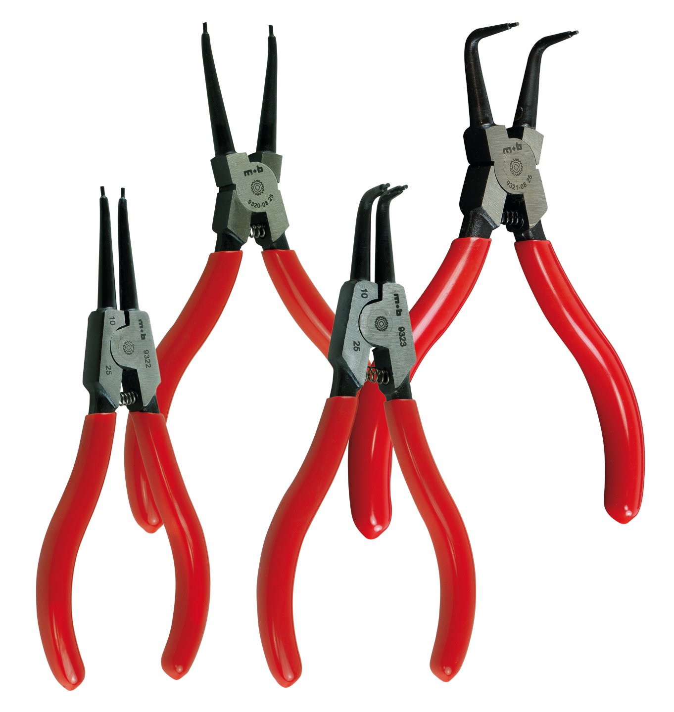 Set of circlip pliers, 4 pieces for internal and external clips