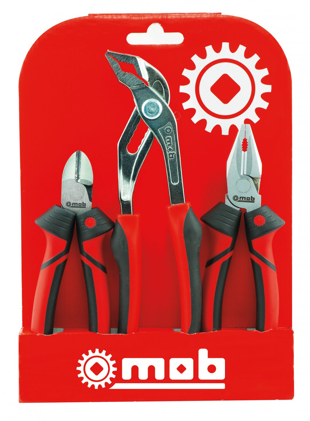 Set of pliers, 3 pieces, bi-material handles