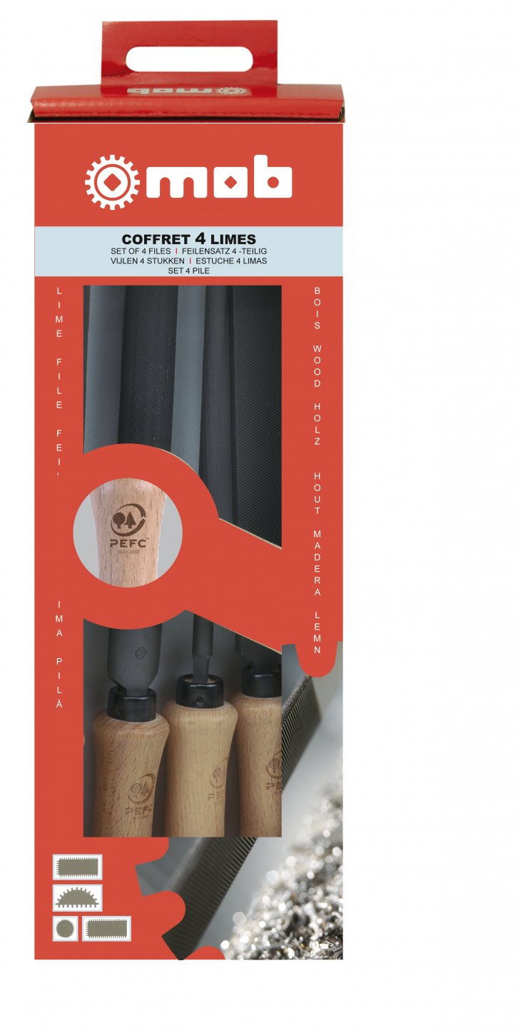 File set - wooden handles - 4 pieces