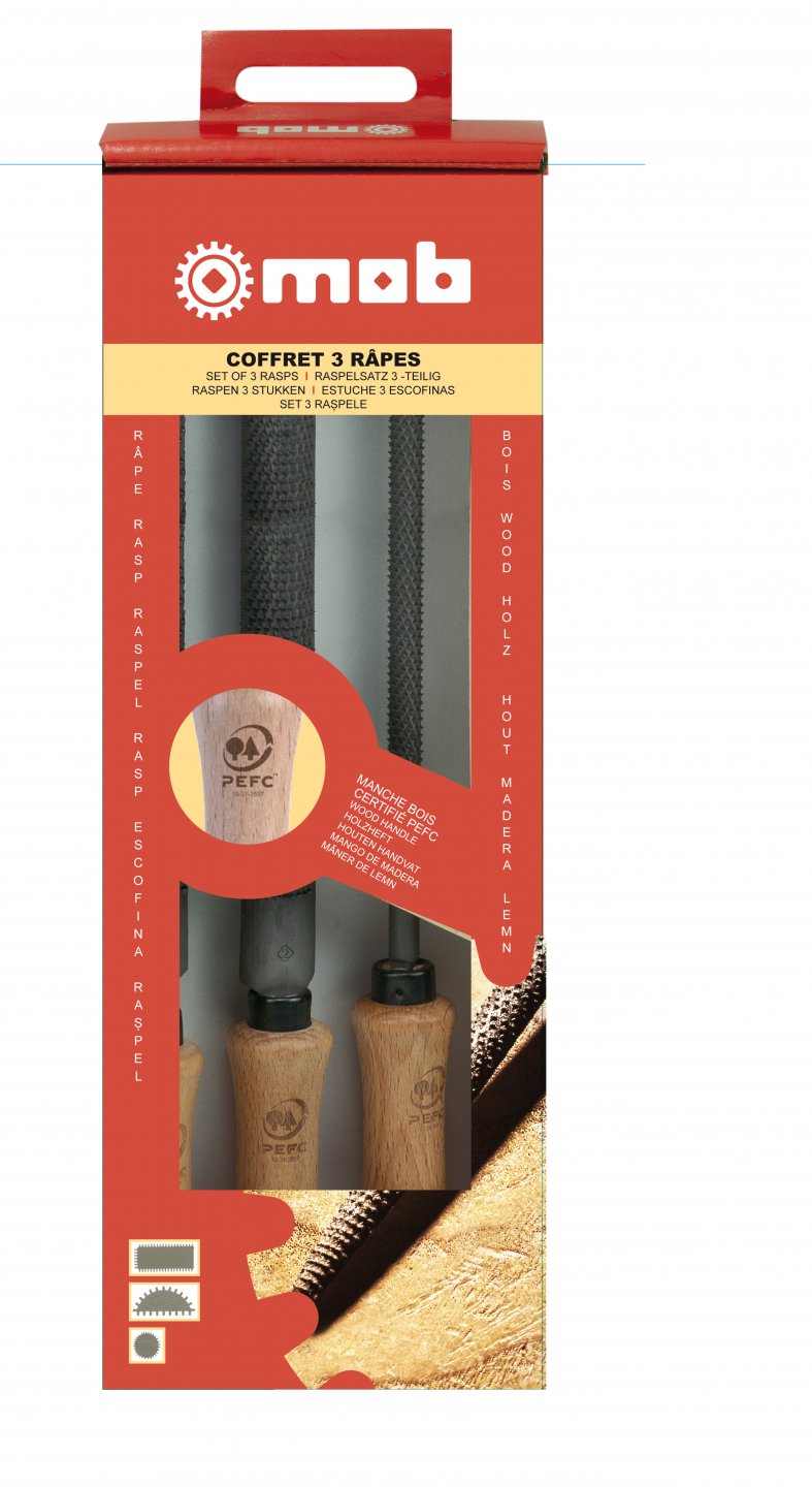 Rasp set - wooden handles - 3 pieces