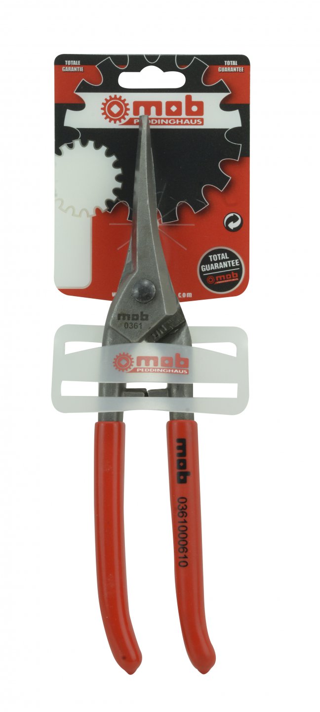 Tin snips, narrow blades, on card