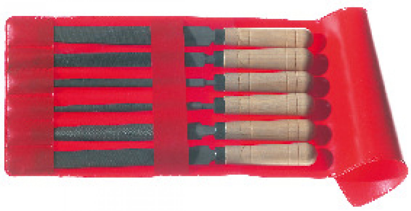 Key file set - 6 pieces - wooden handles