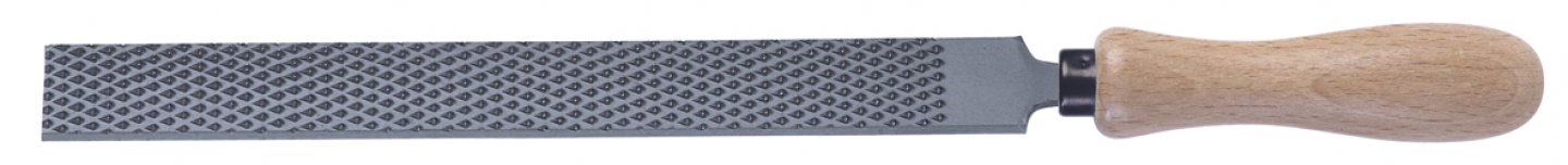 Flat hand grater with wooden handle on card 03