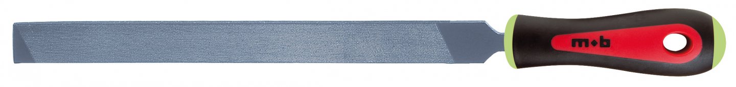 Mill saw file - 1 rounded edge - bi-material handle - on card