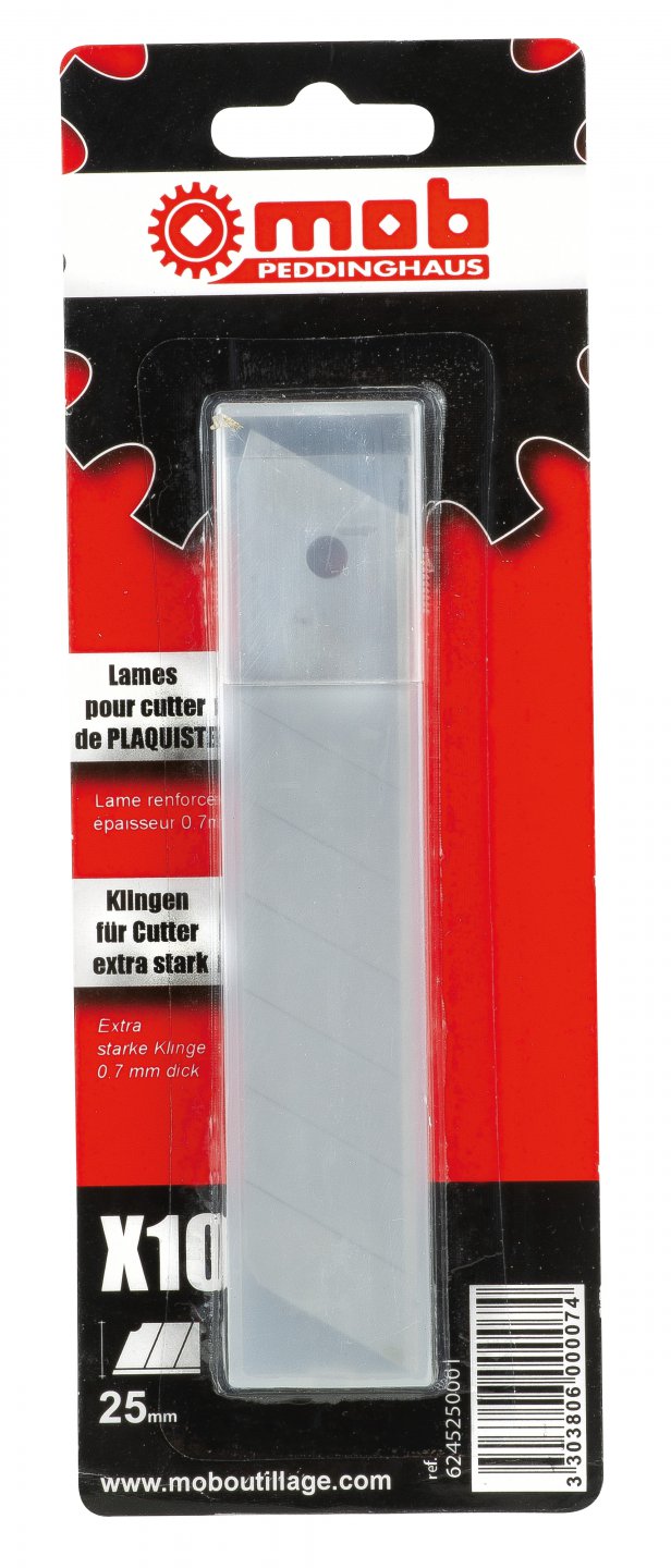 10 ‘extra strong’ spare blades 25 mm - on card 03
