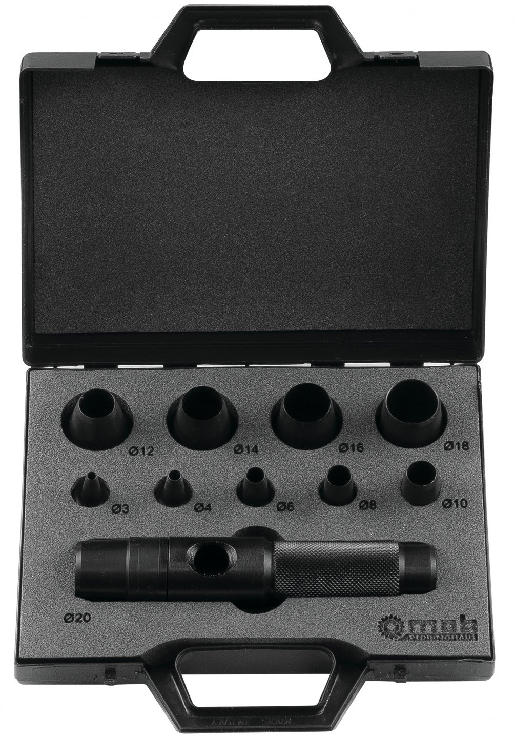 Gasket cutter punch set ø 3 to 20 mm (even ø) - 11 pieces