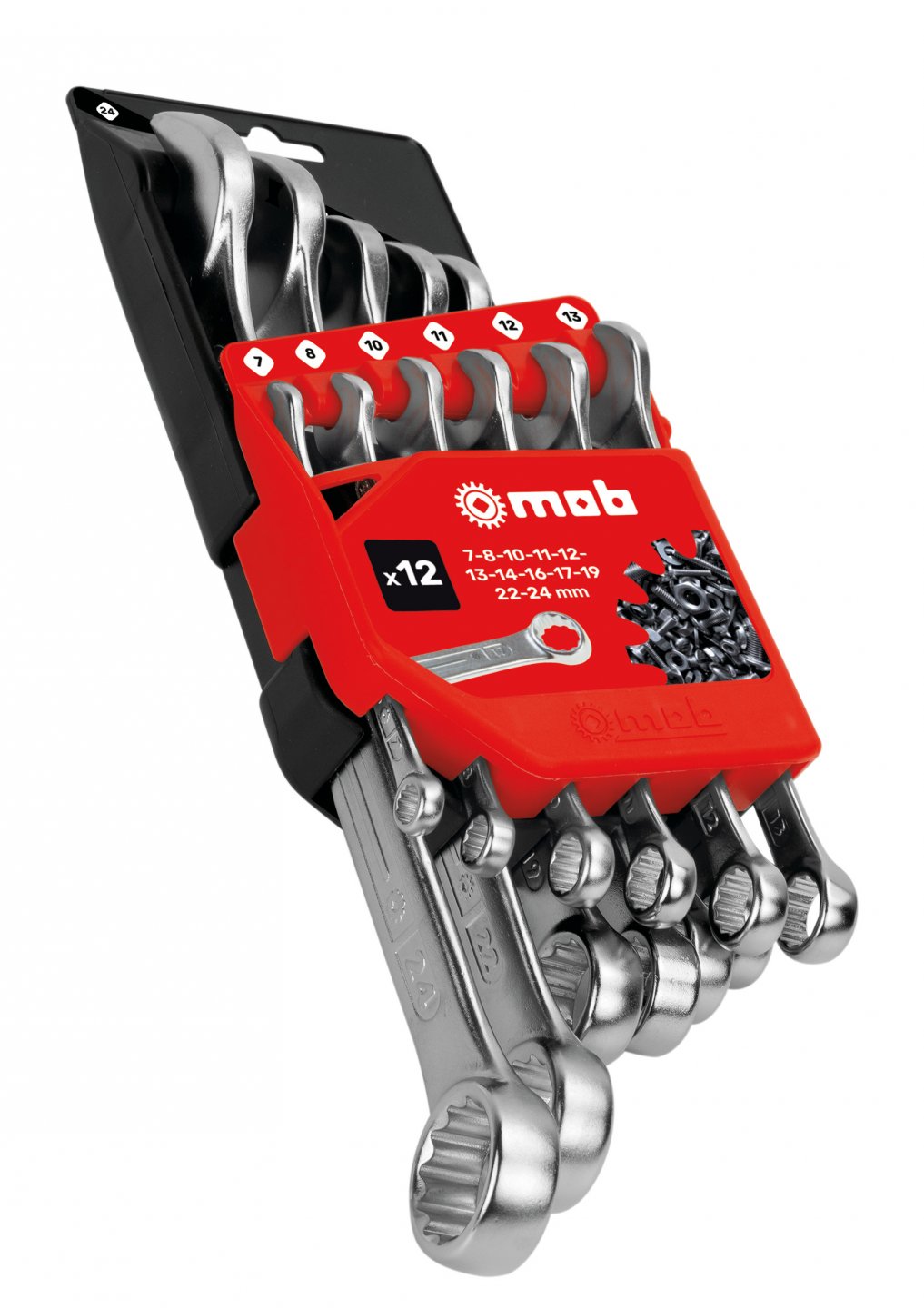 Combination spanner set in plastic display, 12 pieces