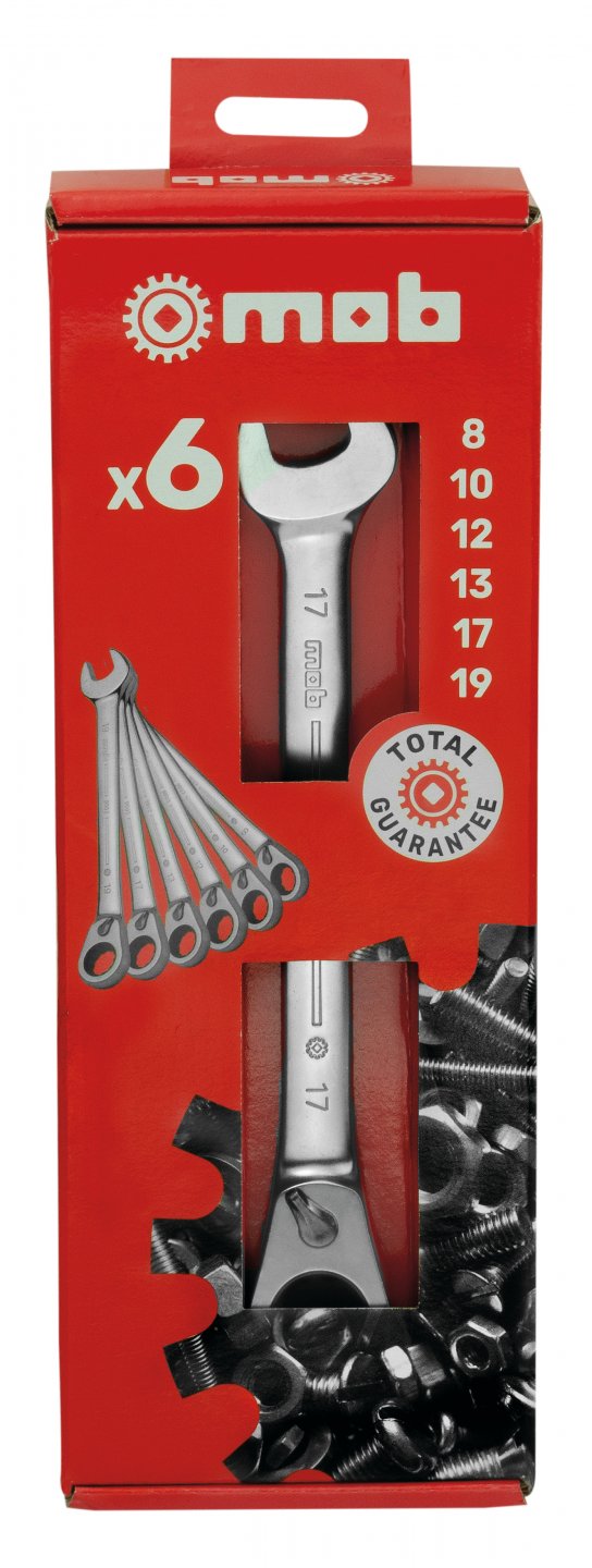 Ratcheting combination spanner set in display box 04