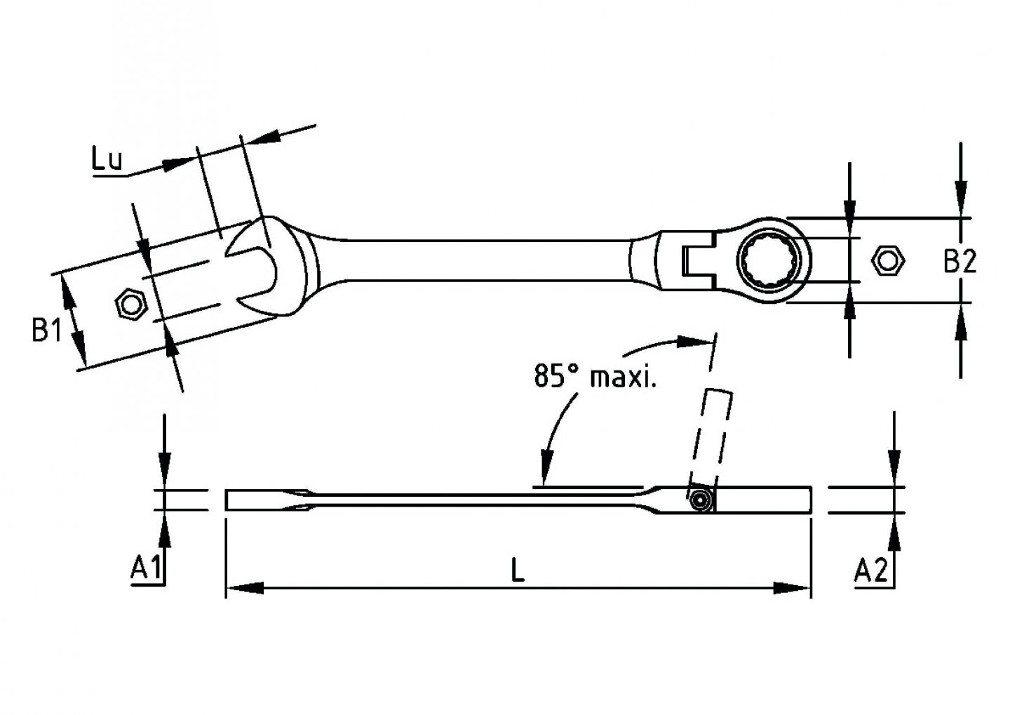 Combination ratcheting wrenches, hinged 02