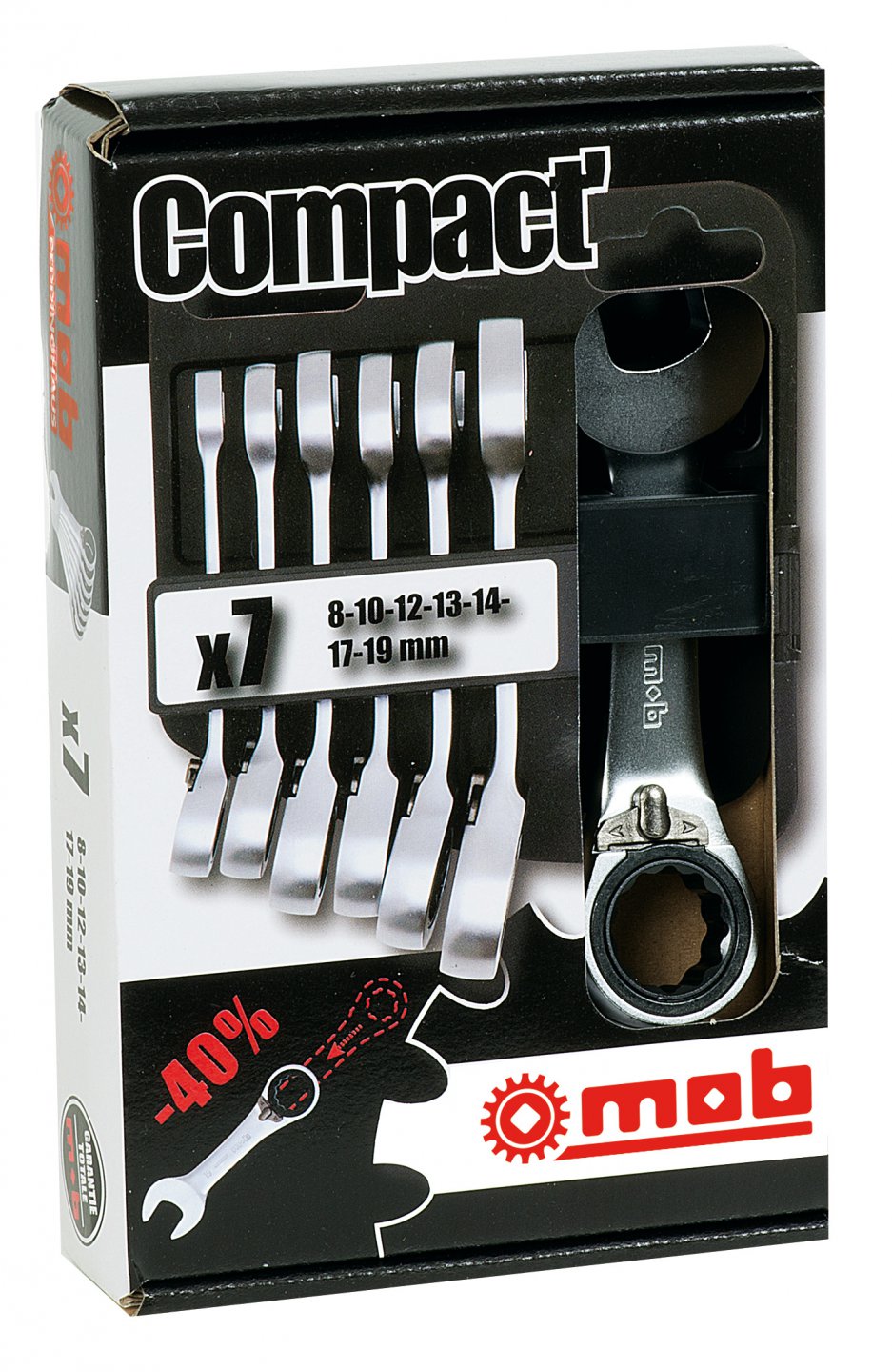 Compact' ratcheting combination spanner set, short version 03