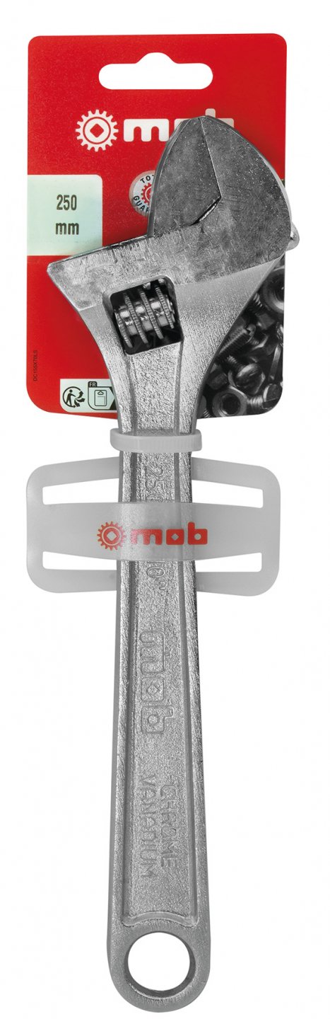 Chromed adjustable wrenches on card