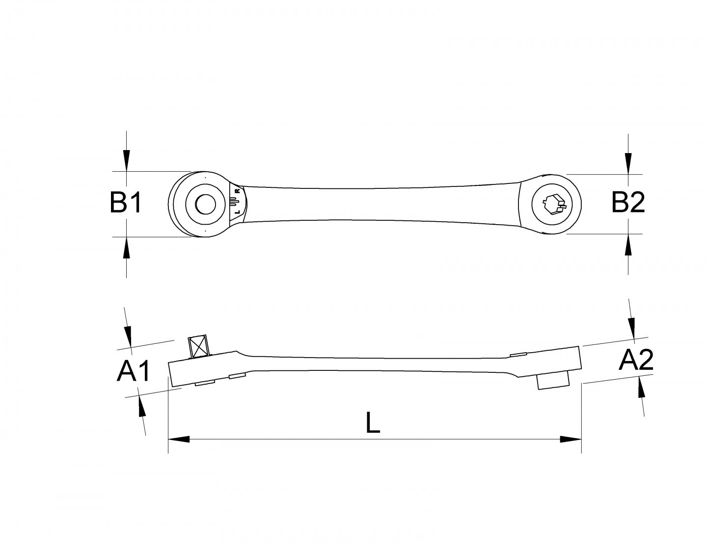 Ratchet wrench 1/4'', 2 in 1 02