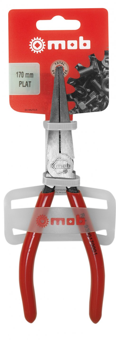 Flat long nose pliers, on card