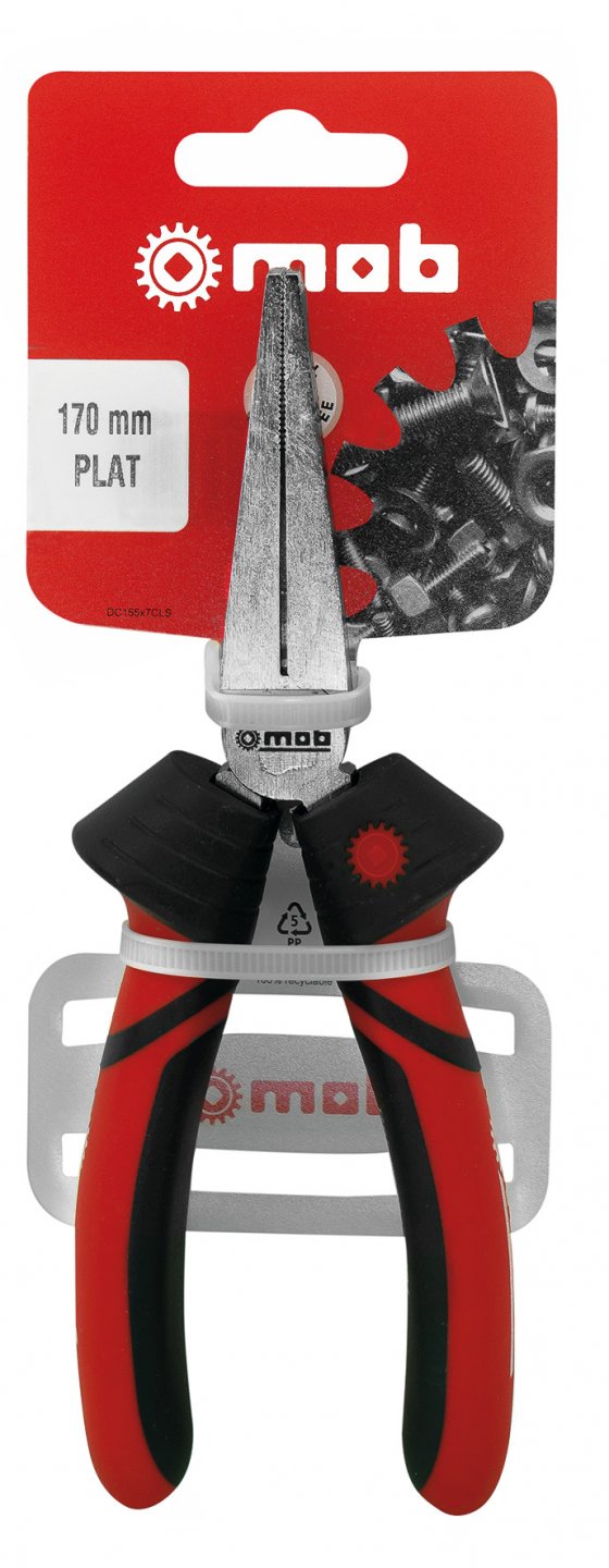 Flat long nose pliers, on card