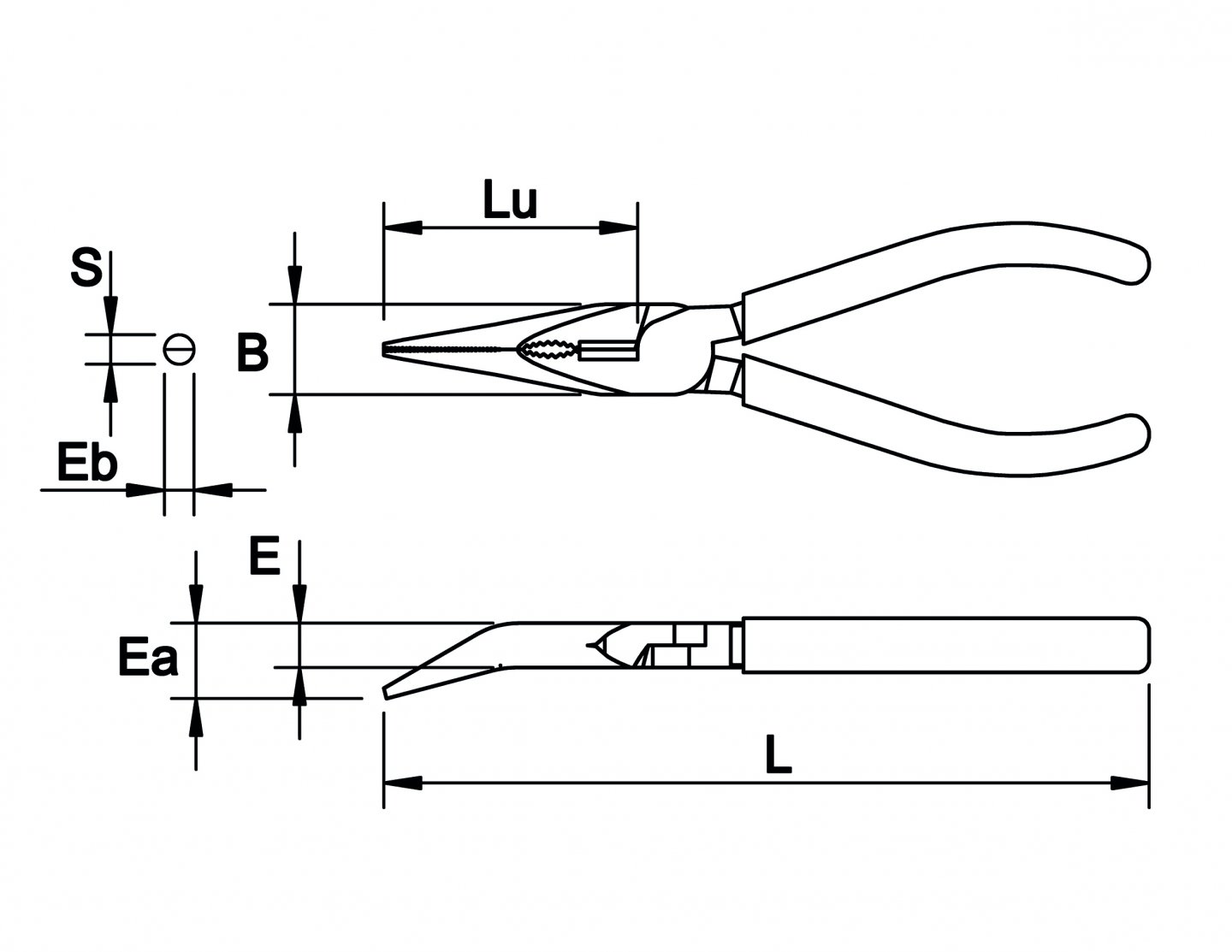 Half round nose pliers, angled 02