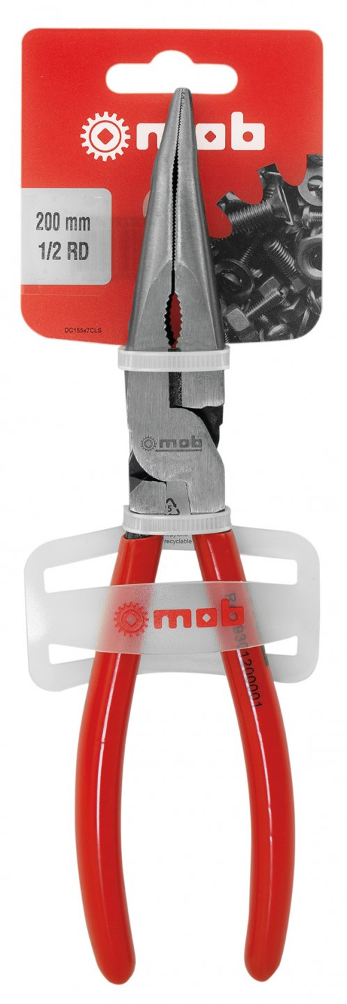 Half-round nose pliers, 90° jaws, on card