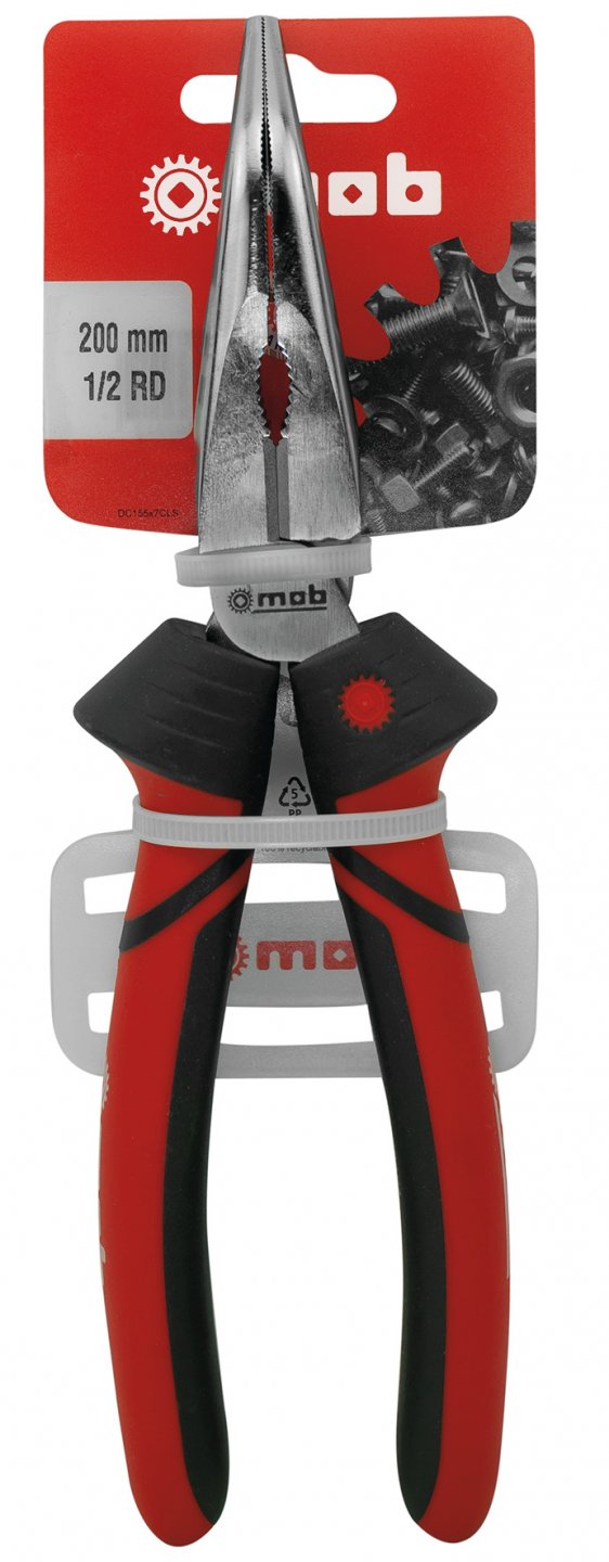 Half-round nose pliers, 90° jaws, on card