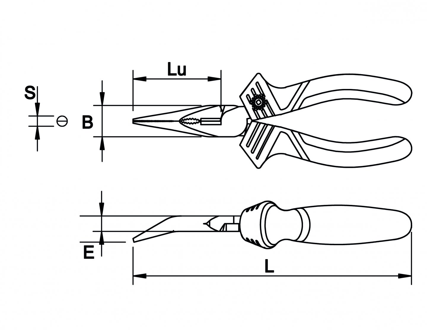 Half round nose pliers, angled 02