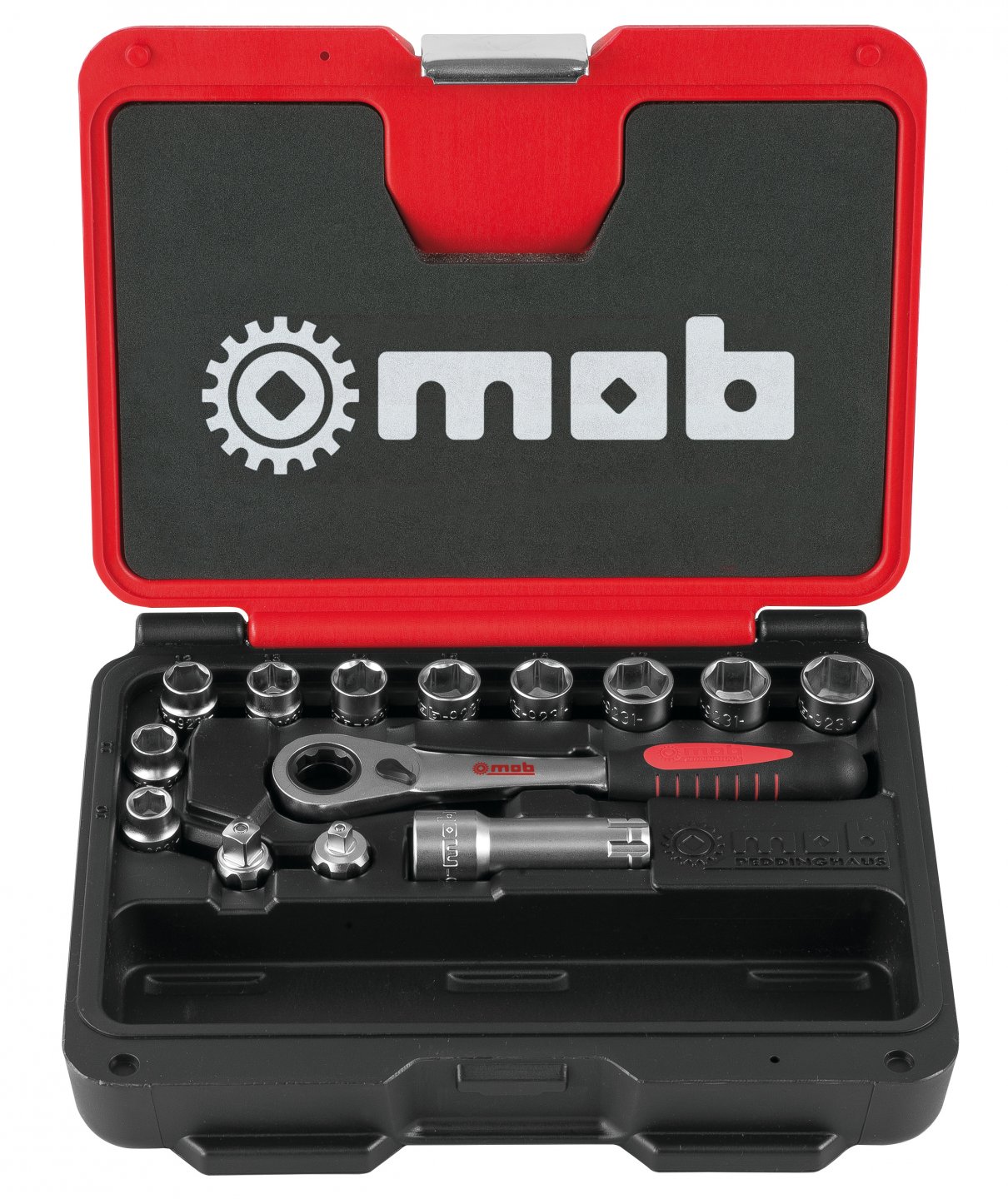 Push-through ratchet set, 14 pieces, in fusion box