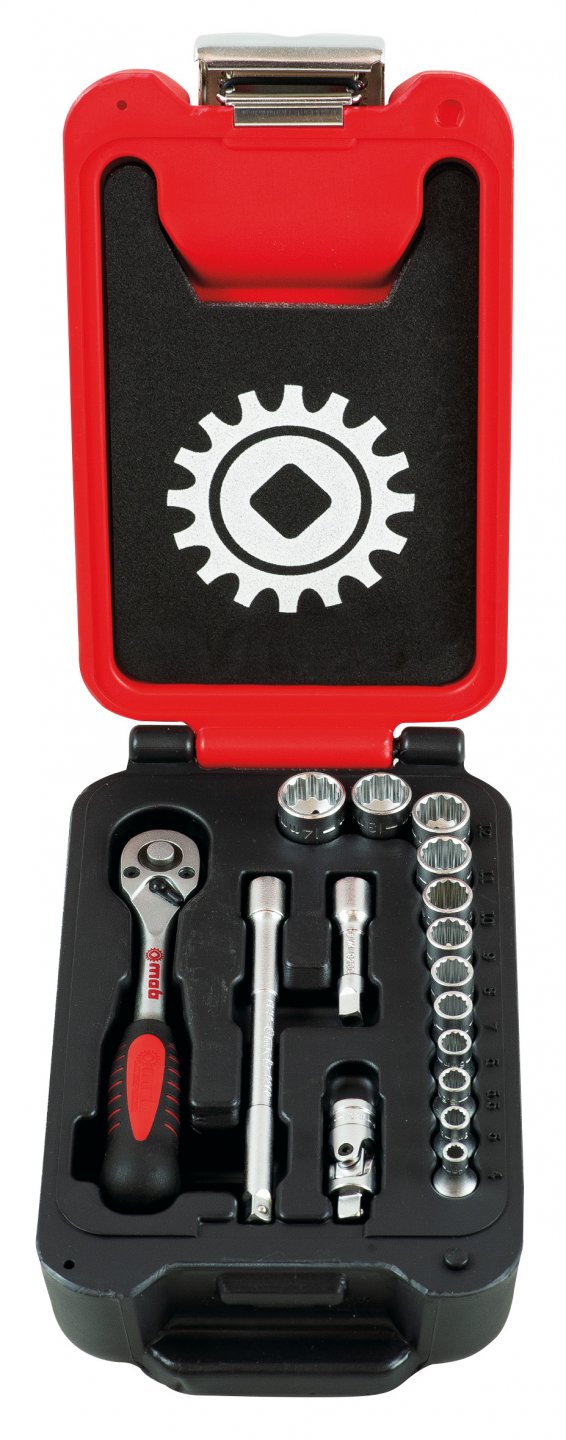 Ratchet set in fusion box, 16 pieces, 1/4''