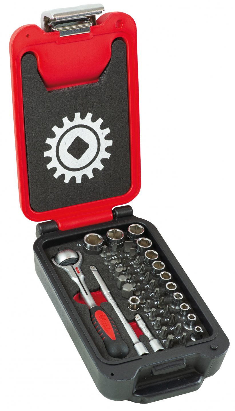 Swivel head ratchet set - 1/4'' - 46 pieces in fusion box 03