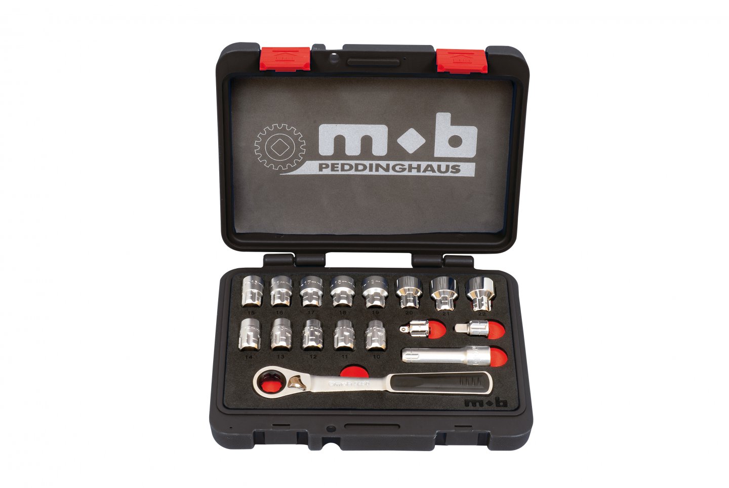 ‘blackline’ push-through ratchet set - 17 pieces, 3/8''