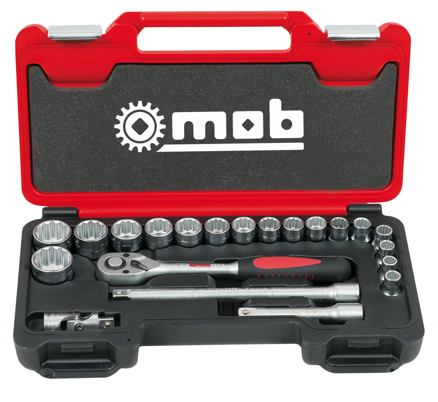 Socket set, /2'', 21 pieces in fusion box