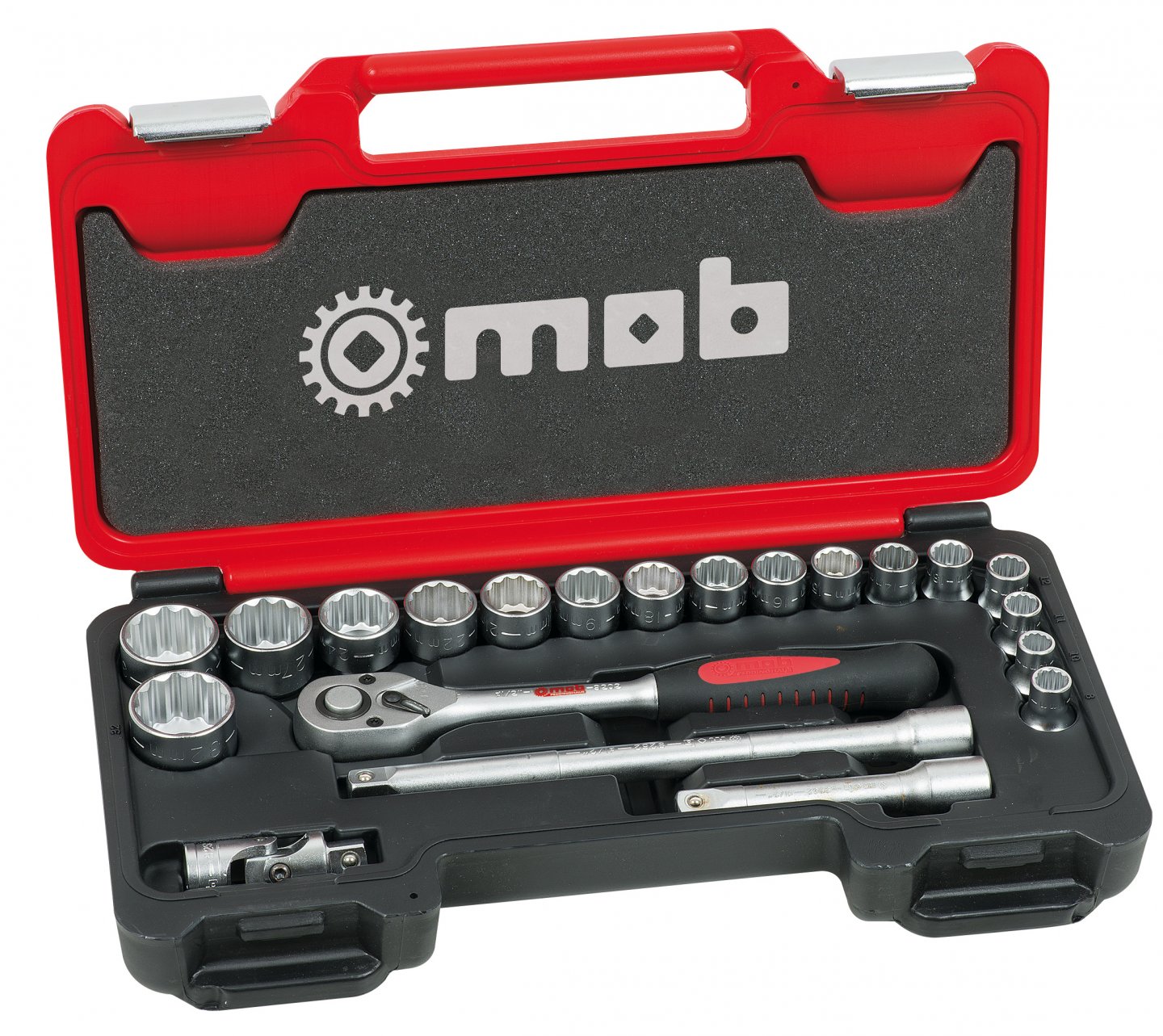 Socket set, /2'', 21 pieces in fusion box 04