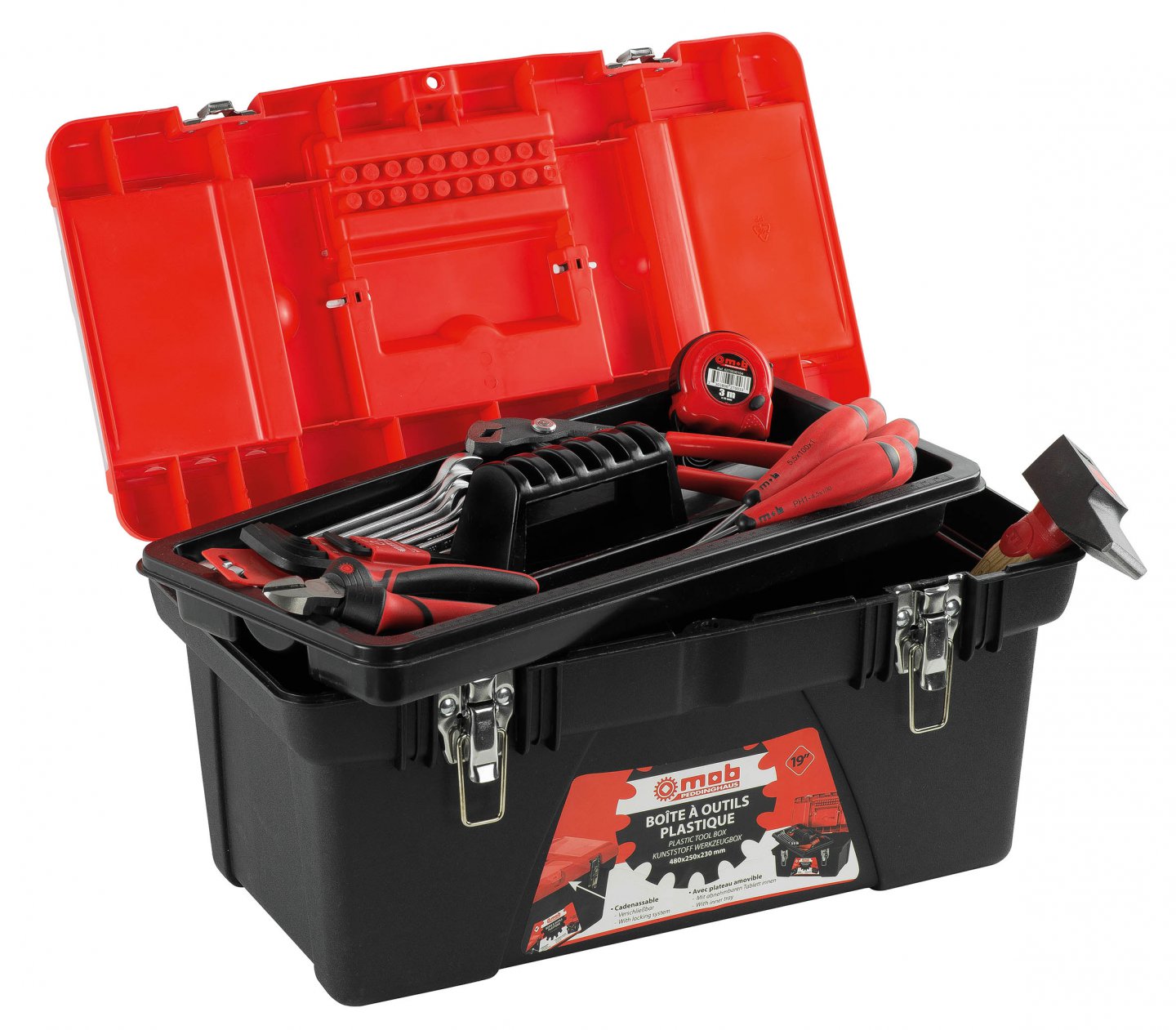 Plastic tool box, 25 pieces