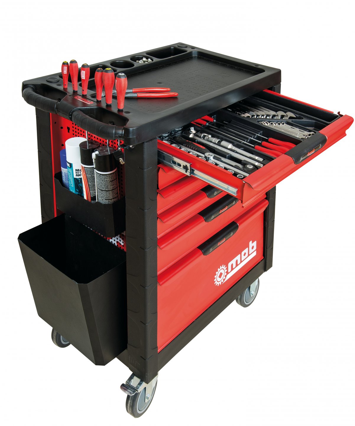 Proliner tool trolley with 5 drawers - red 06