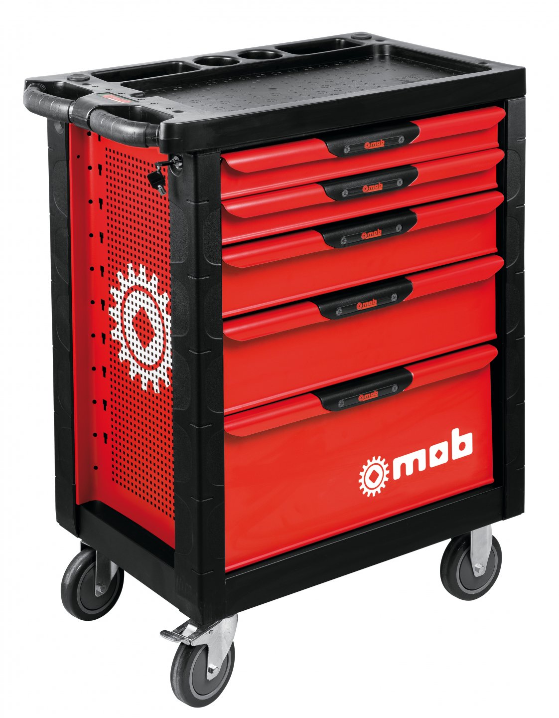 Proliner tool trolley with 5 drawers - red
