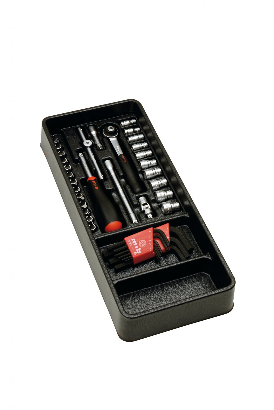 Unit with sockets and ratchet, 1/4'', 38 pieces