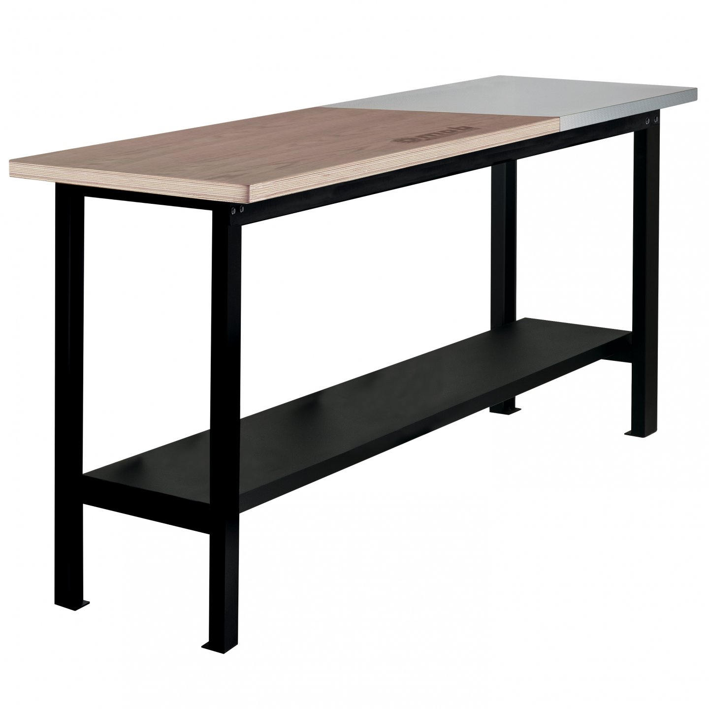 Workbench 2 m with stainless steel plate 03
