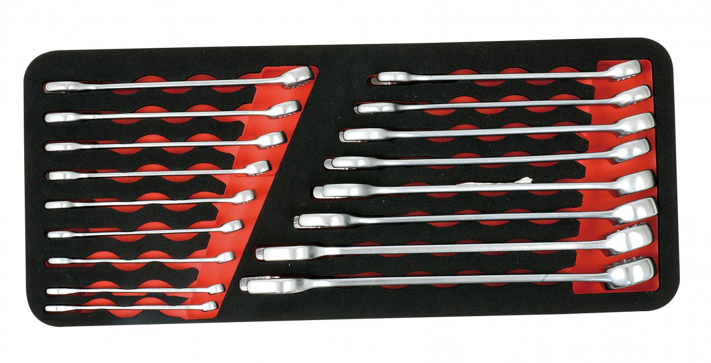 Foam insert unit with 17 combination spanners