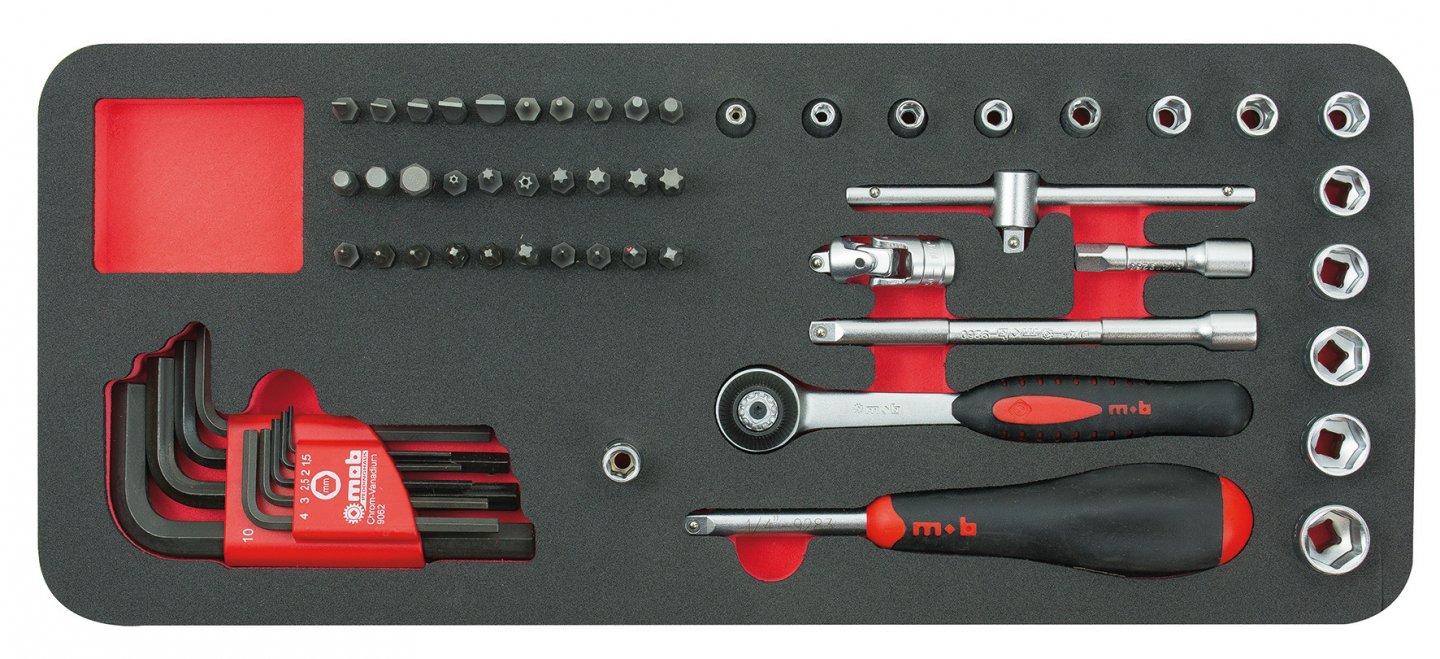 Foam unit of ratchets and sockets 1/4