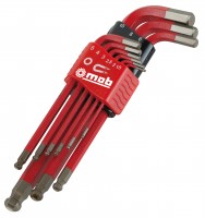 Ball end hex key set, long, 9 pieces