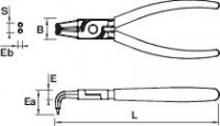 Circlip pliers, 90° jaws for internal clips 02