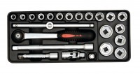 Unit with sockets and ratchet, 1/2'', 23 pieces