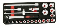 Foam insert unit with 1/2'' ratchet set - 23 pieces - fast ratchet