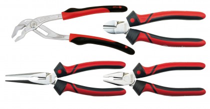 Set of pliers, 4 pieces, bi-material handles