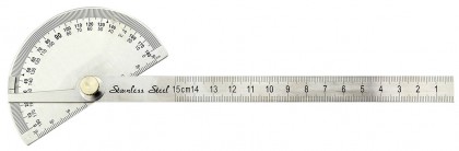Protractor with depth gauge scale