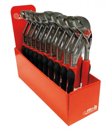 Display box with 10 ratcheting pipe wrenches