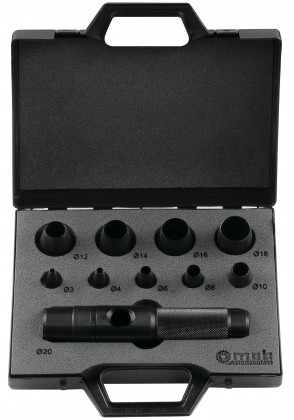 Gasket cutter punch set ø 2 to 19 mm (odd ø) - 11 pieces