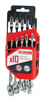 Combination spanner set in plastic display, 10 pieces