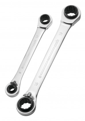 Double ratcheting wrenches 4x4 set, on card