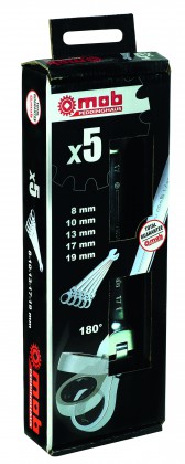 Combination ratcheting wrenches, hinged, set in displaybox