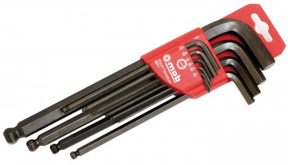Ball end hex key set, long, 10 pieces