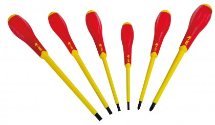 Screwdriver set, 6 pieces - slotted + pozidriv