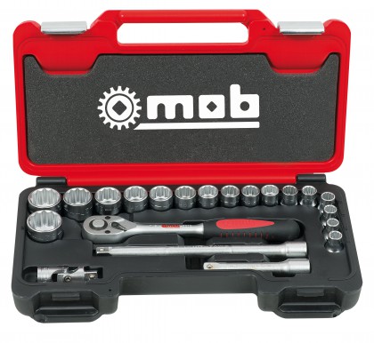 Socket set, /2'', 21 pieces in fusion box