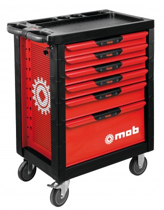 Proliner tool trolley with 6 drawers - red